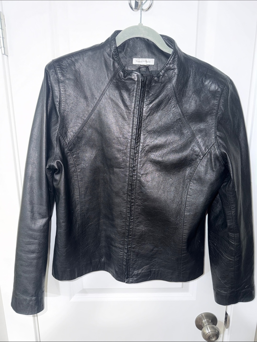 Yvonne Marie black lambskin leather jacket.